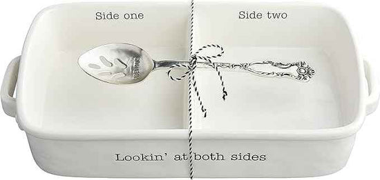 Mud Pie Circa Side Baker Set, White, 2.5" x 8" x 14"