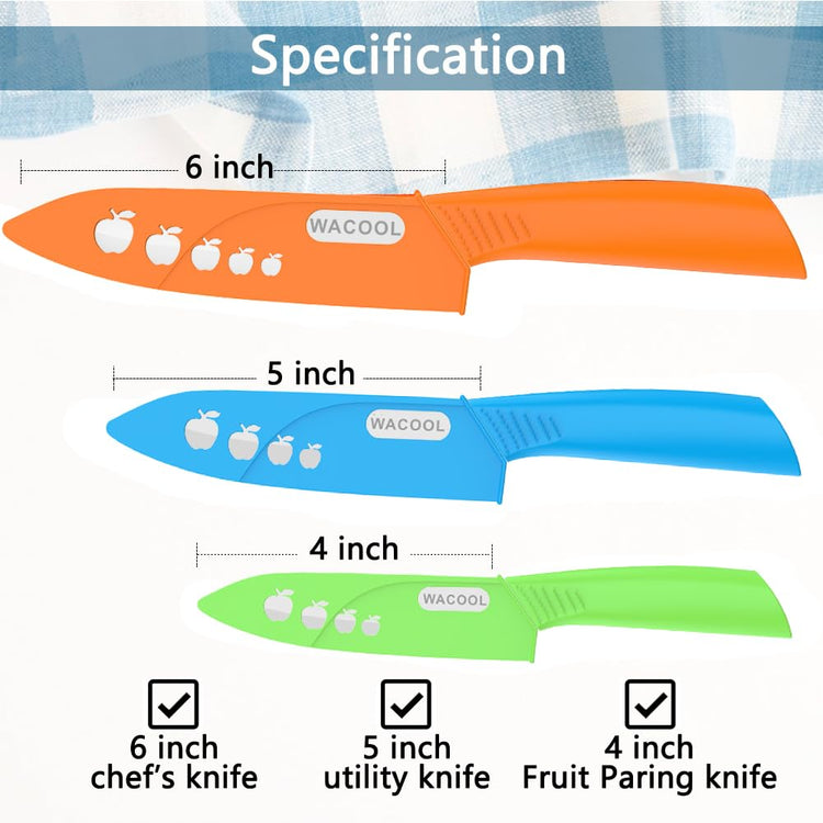 Kitchen Ceramic Knife Set with Sheaths (3 Count)