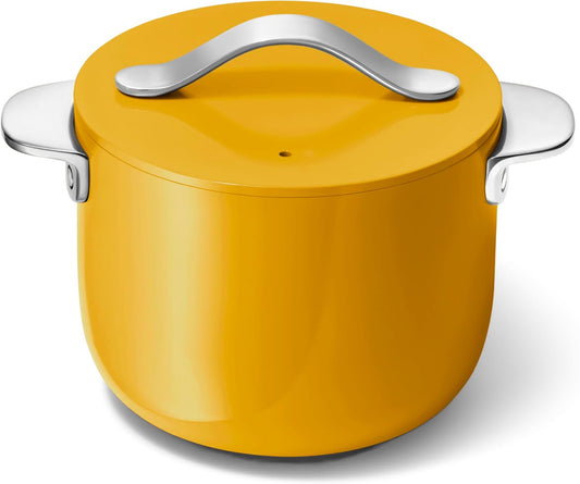 Caraway Petite Cooker - 2 Qt Ceramic Coated Pot - Free From Forever Chemicals - Perfect for Rice, Grains, or Sauces - Marigold - Nestoria