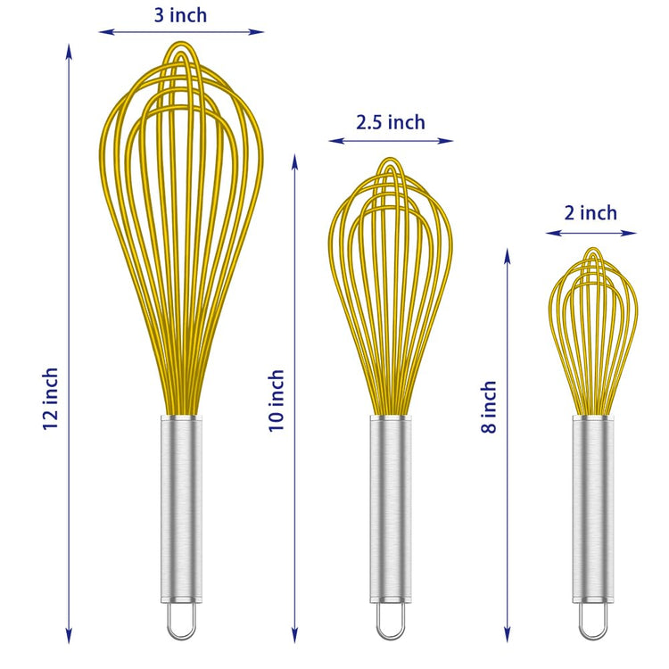 Yellow Silicone Whisk Set of 3 (3 Count)