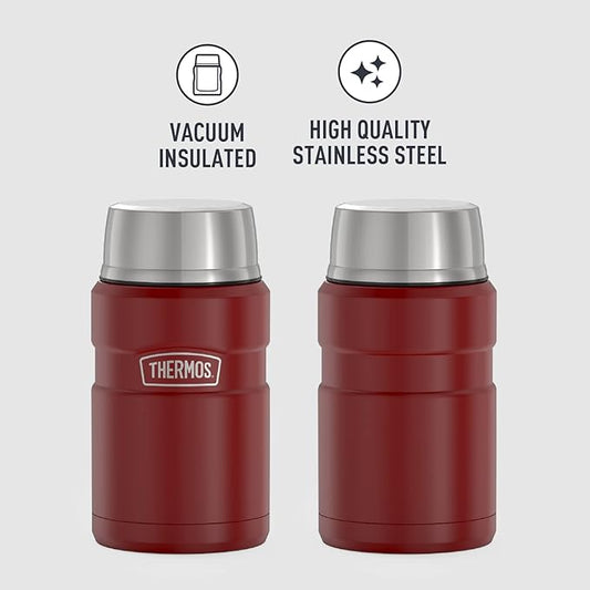 THERMOS Stainless King Vacuum-Insulated Food Jar, 24 Ounce, Rustic Red (Pack of 4)