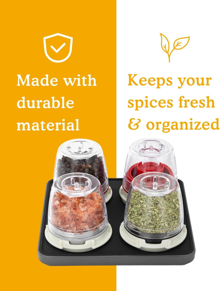 FinaMill Salt and Pepper Mill Tray, Stackable FinaPod Storage, Stylish Kitchen Accessories for Spice Grinder, Gift-Ready - Slate Quartet Stackable Tray