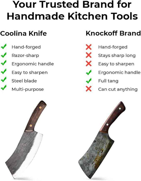 COOLINA Altomino Handmade Chef Knife, 7.1 in High Manganese Clad Steel Blade, for Slicing Meat and Vegetables