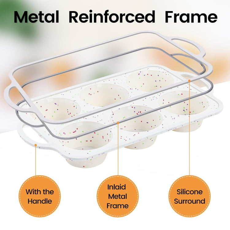 Jumbo Silicone Muffin Pan with Metal Frame (2 Count)