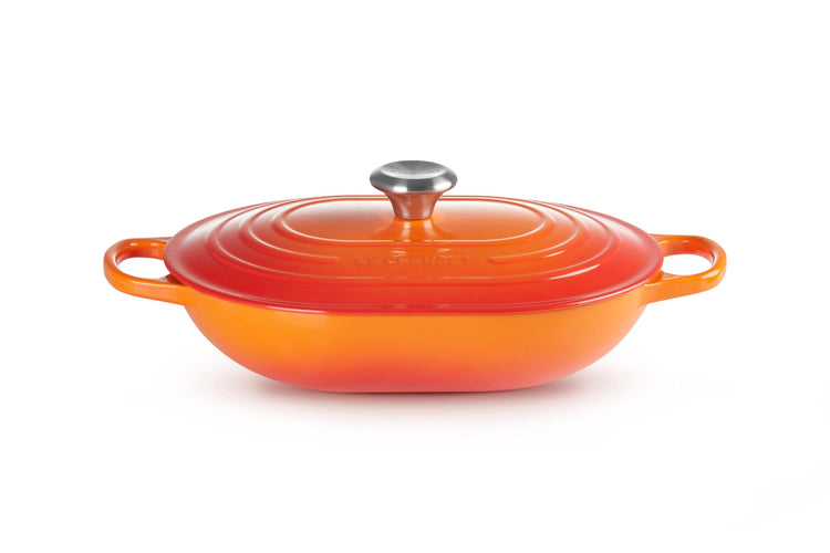 Enameled Cast Iron Oval Casserole with Lid