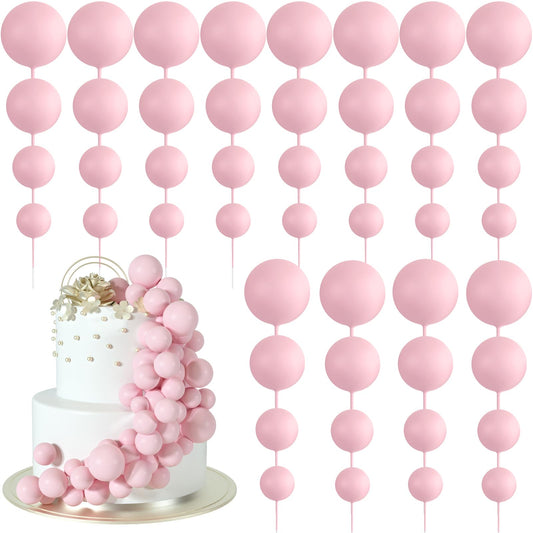 48 Pcs Balls Cake Topper Decorations Balloon Cupcake Toppers Foam Cake Topper Balls Cake Balls Decorations for Birthday Party Wedding Anniversary Cake Decorating (48 Count)