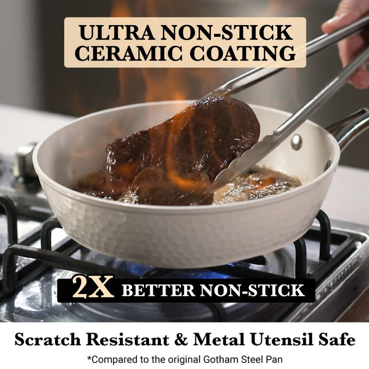 Hammered 15Pcs Ceramic Cookware Set Nonstick