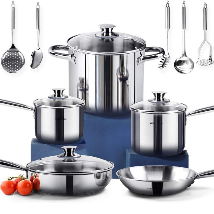 14 Piece Nickel Free Stainless Steel Cookware Set