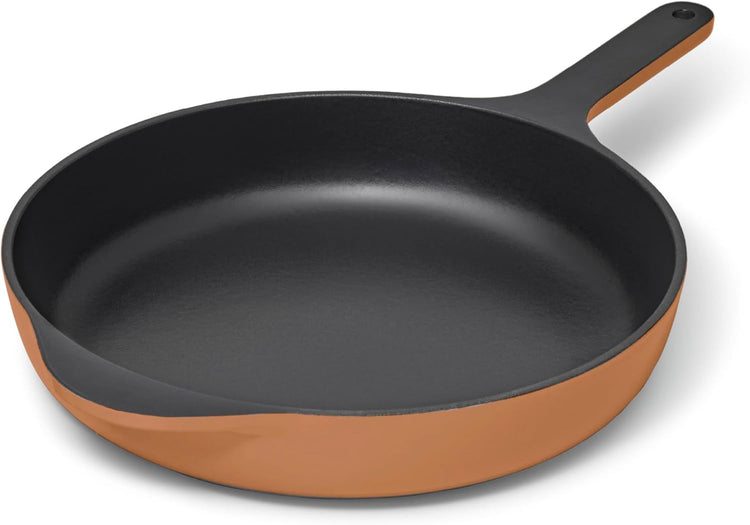 Caraway Cast Iron Skillet - 10.5” Enameled Cast Iron Pan With 3 Layer Enamel Coating - No Seasoning Required - Compatible With All Stovetops - Free From Forever Chemicals - Rust - Nestoria