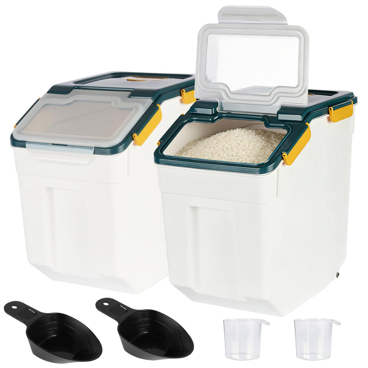 50 Pound Large Food Grade Container for Rice Flour Sugar (2 Count)