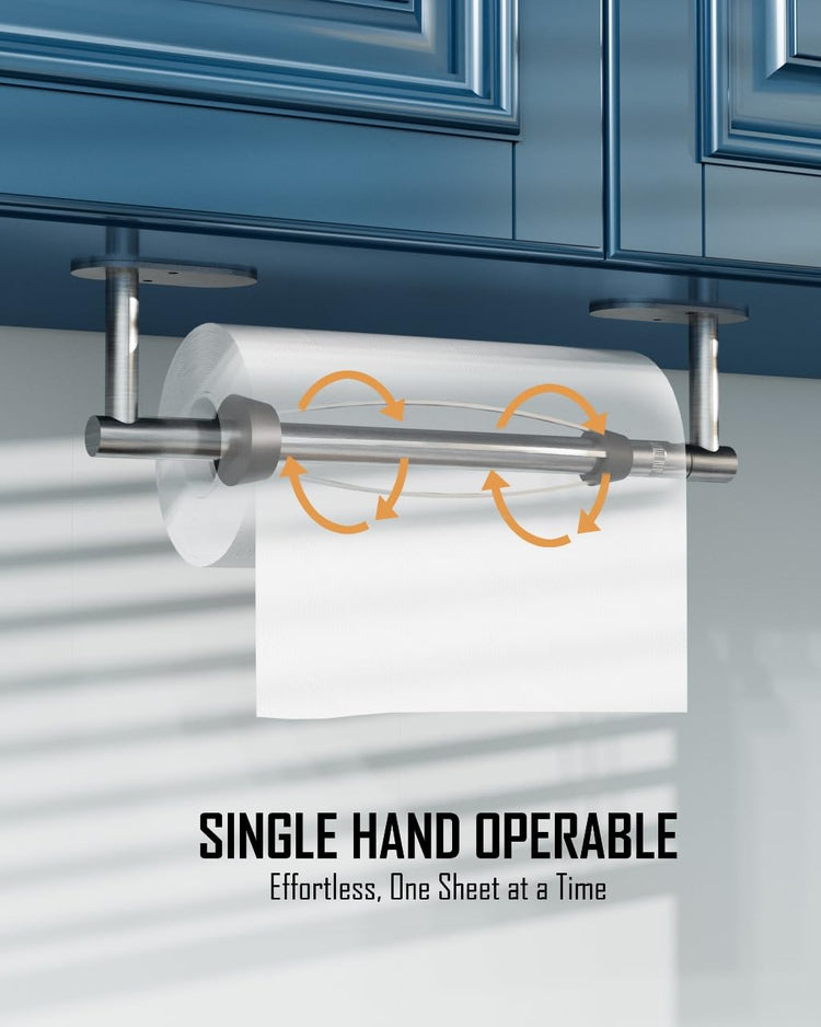 Paper Towel Holder Under Cabinet One Hand Operable