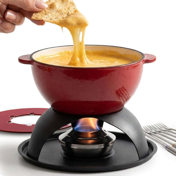 Cast Iron Cheese Fondue Pot Set