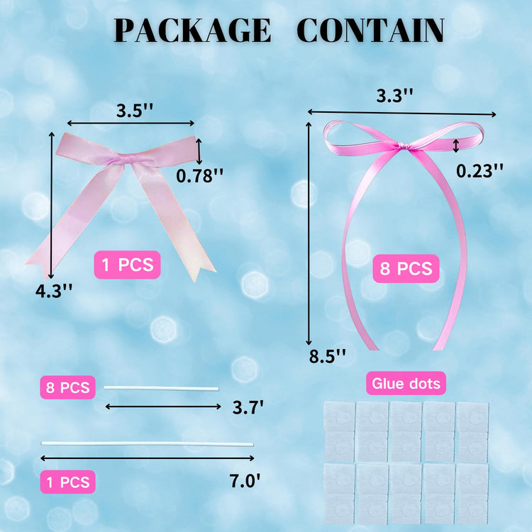 1st Birthday Cake Topper with 8 Pink Bows (17 Count)