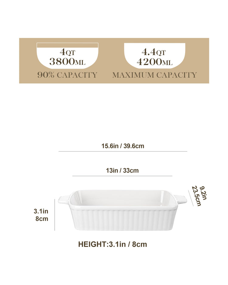 4.4QT Ceramic Casserole Dishes for Oven