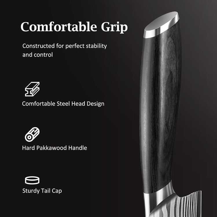 3 Pieces Knife Set, Professional High Carbon Powder Steel Kitchen Knife Set, Ultra Sharp Knives Set for Kitchen with Elegant Gift Box
