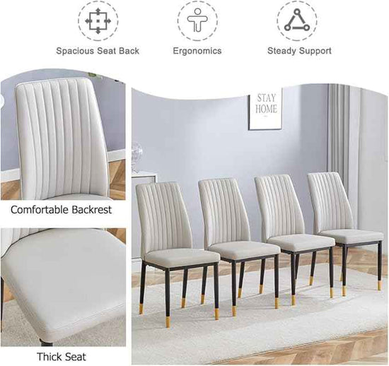 Modern Dining Chairs Set of 6 Gray Kitchen Chairs Set PU Leather Chair with Metal Legs Armless Upholstered Chair for Dinner Room, Office, Waiting Room(Set of 6, Gray)
