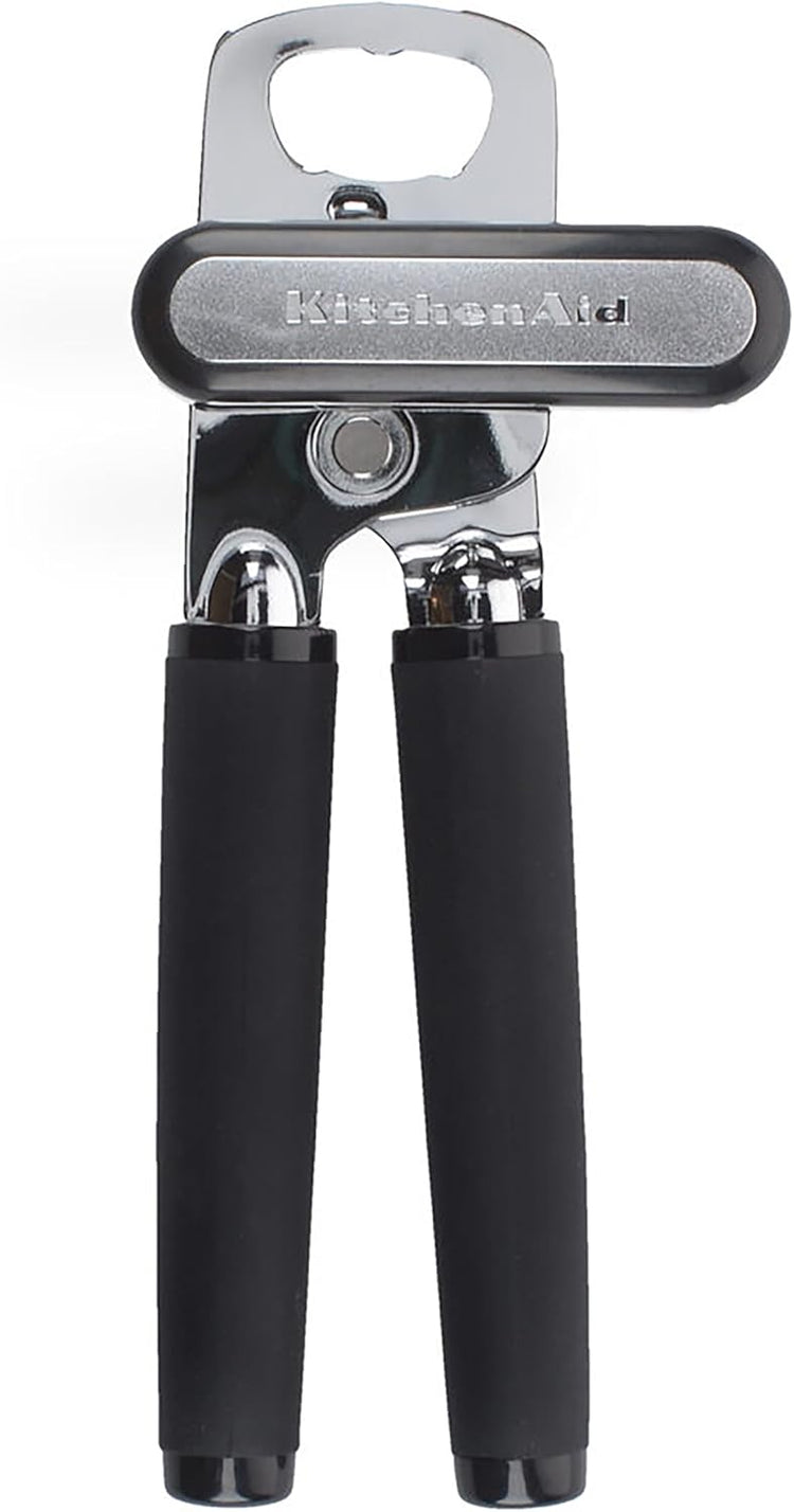 KitchenAid Classic Multifunction Can Opener and Bottle Opener Easy to Use, Razor Sharp Stainless Steel Cutting Wheel, Soft Ergonomic Handles, Soft Black