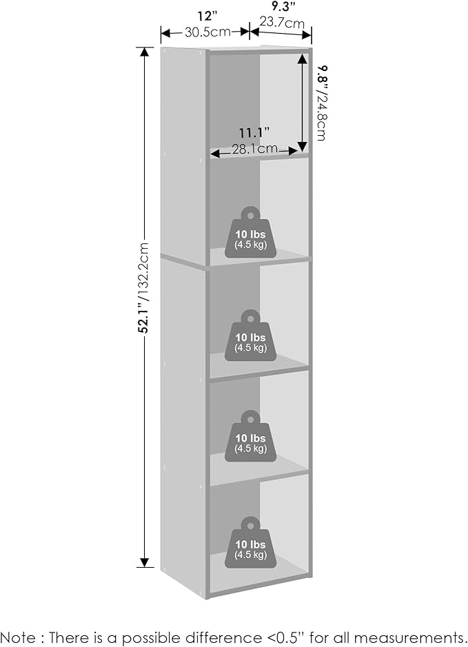 Furinno Reed Closet Organizers and Storage, 5-Tier Closet Organizer, Open Shelf Closet Storage, for Wardrobe, Bedroom, Living Room, White