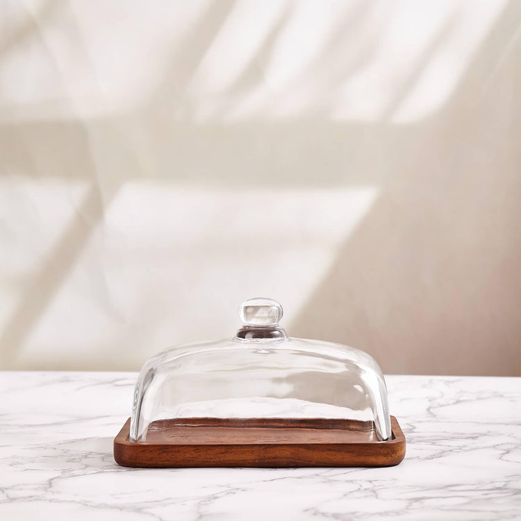 Glass butter dish with lid