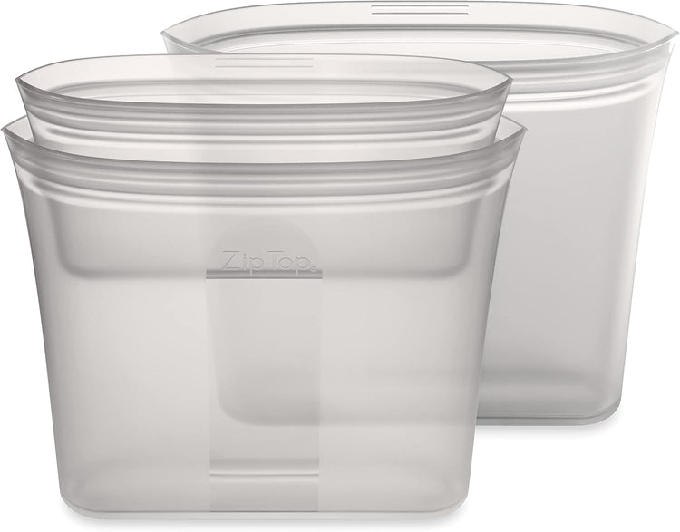 Zip Top Reusable Food Storage Bags | 3 Bag Set [Gray] - 2 Sandwich, 1 Snack | Silicone Meal Prep Container | Microwave, Dishwasher and Freezer Safe | Made in the USA