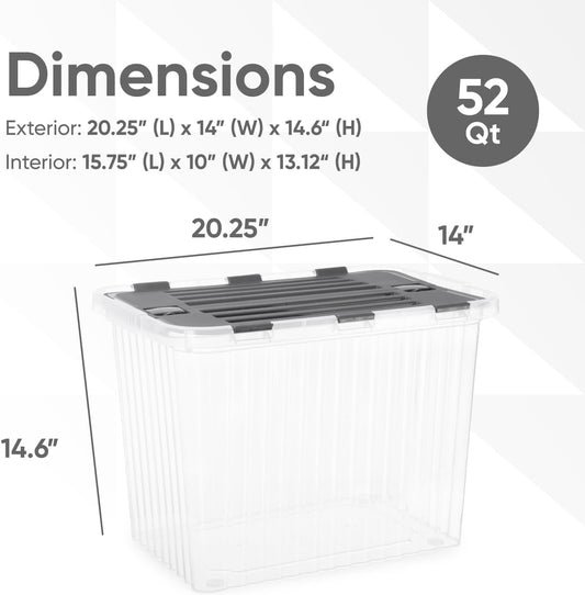 Superio Storage Bins with Lids, Clear Plastic Containers for Organizing, Stackable Totes, BPA Free, Odor Free, Organizer Boxes for Home, and Dorm (2 Pack, 20.25"x14"x14.6")