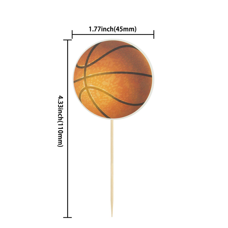 24Pcs Basketball Cupcake Toppers Star Sports Ball Cupcake Picks Baby Shower Basketball Sports Players Theme Birthday Party Cake Decorations Supplies (24 Count)