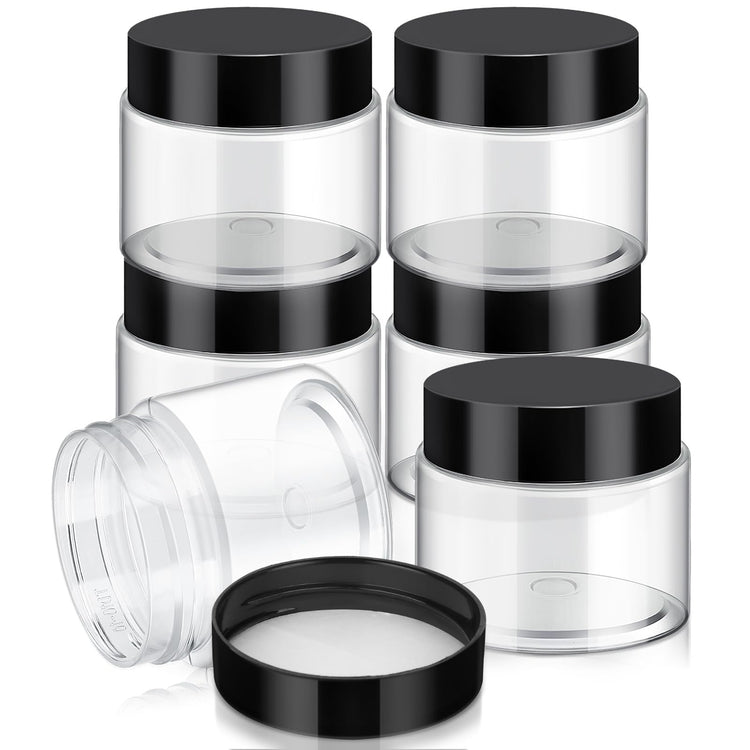 6 Pack 8 oz Plastic Jars Containers with Lids Wide (6 Count)