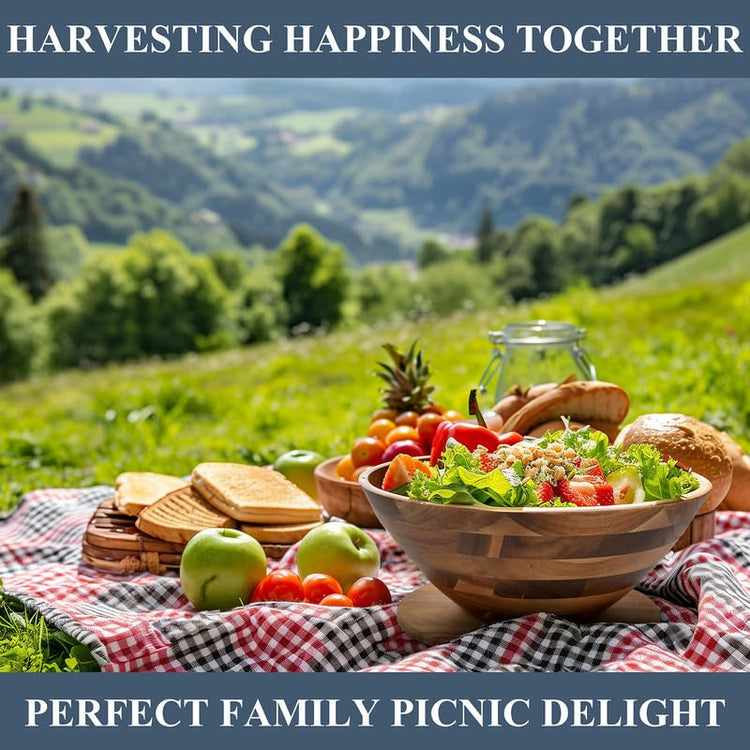 Premium Acacia Wood Salad Bowl Set