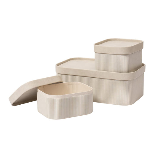 Decorative Storage Boxes with Lids Faux Leather (3 Count)