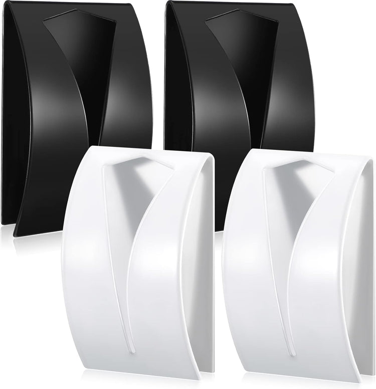 Boao 4 Pcs Self Adhesive Towel Hook Holder Grabber Stainless Steel Kitchen Dish Towel Hook Wall Mount Non Drilling Hangers Rack Hand Tea Holders for Bathroom Accesories Kitchen Gadgets(Black, White)