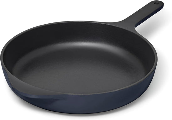 Caraway Cast Iron Skillet - 10.5” Enameled Cast Iron Pan With 3 Layer Enamel Coating - No Seasoning Required - Compatible With All Stovetops - Free From Forever Chemicals - Midnight Blue - Nestoria