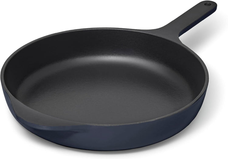 Caraway Cast Iron Skillet - 10.5” Enameled Cast Iron Pan With 3 Layer Enamel Coating - No Seasoning Required - Compatible With All Stovetops - Free From Forever Chemicals - Midnight Blue - Nestoria