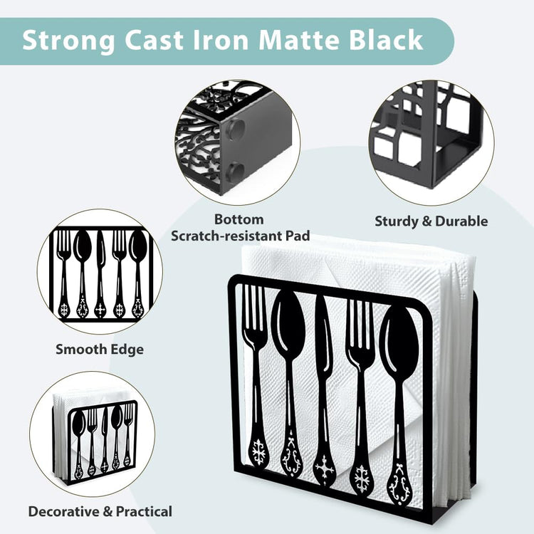 Tableware Decorative Black Metal Napkin Holder for Table