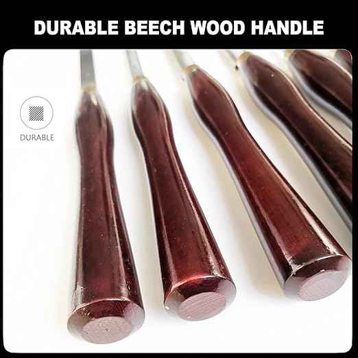 Chisel Sets,Turning Tool,Woodworking Lathe Chisel, 6 Piece Artisan Wood Turning Tools Set, HSS Steel Blades Wood Lathe Chisels, Red Beech Handle Gouge Wooden Case for Storage for The Beginner to Inte
