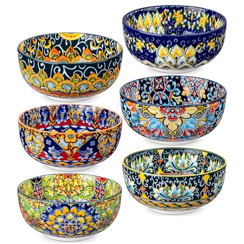 SIMI 28 oz Cereal Bowls Set of 6 (Bohemian Style / 28OZ)