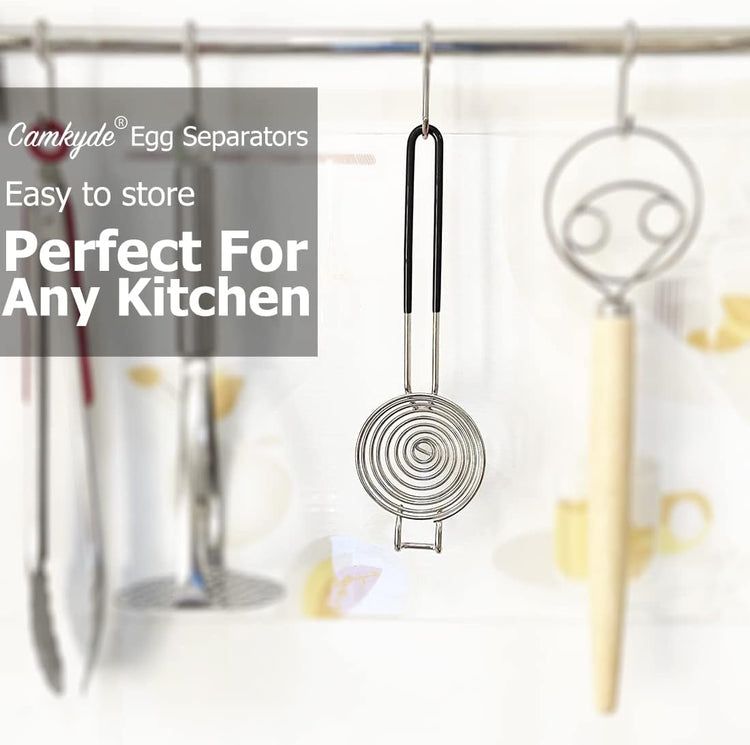 CAMKYDE Egg Separator Food Grade Stainless Steel Egg Yolk White Separation Tool (Black)