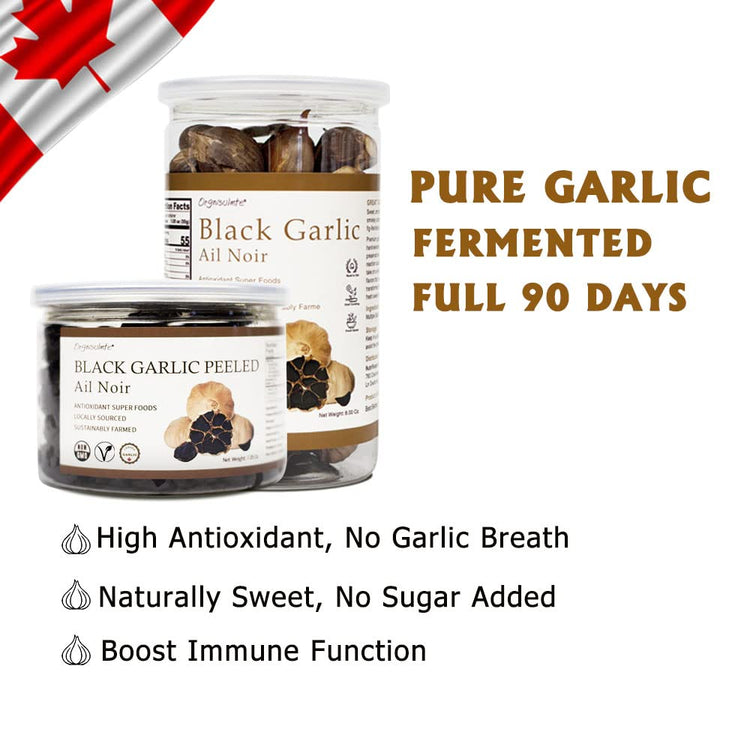 Canada Peeled Black Garlic Fermented for 90 Days Peeled Multiple Clove Super Foods (7.05 Ounce)