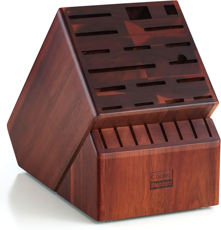 Cooks Standard Acacia wood Knife Block Holder without Knives, 25 Slot X-Large Universal Countertop Butcher Block Kitchen Knife Stand for Easy Kitchen Storage