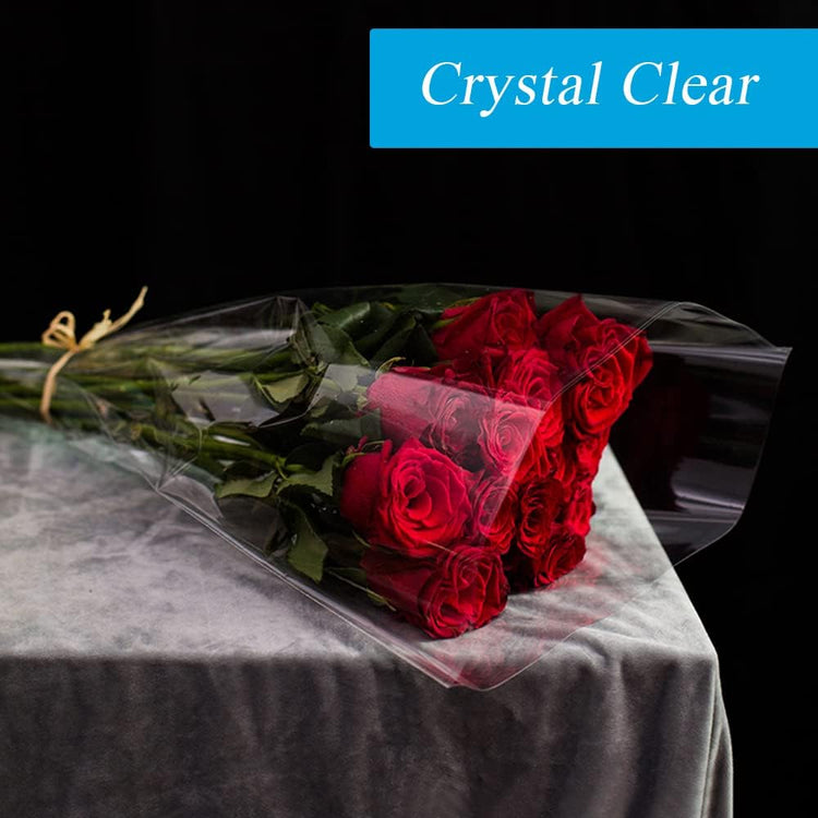 JOYIT 110 ft Cellophane Wrap Roll (35 in x 110 ft) - 3 Mil Thickness, Clear Bags, Wrapping Paper for Flower Gift Baskets (35" fold into 17.5")