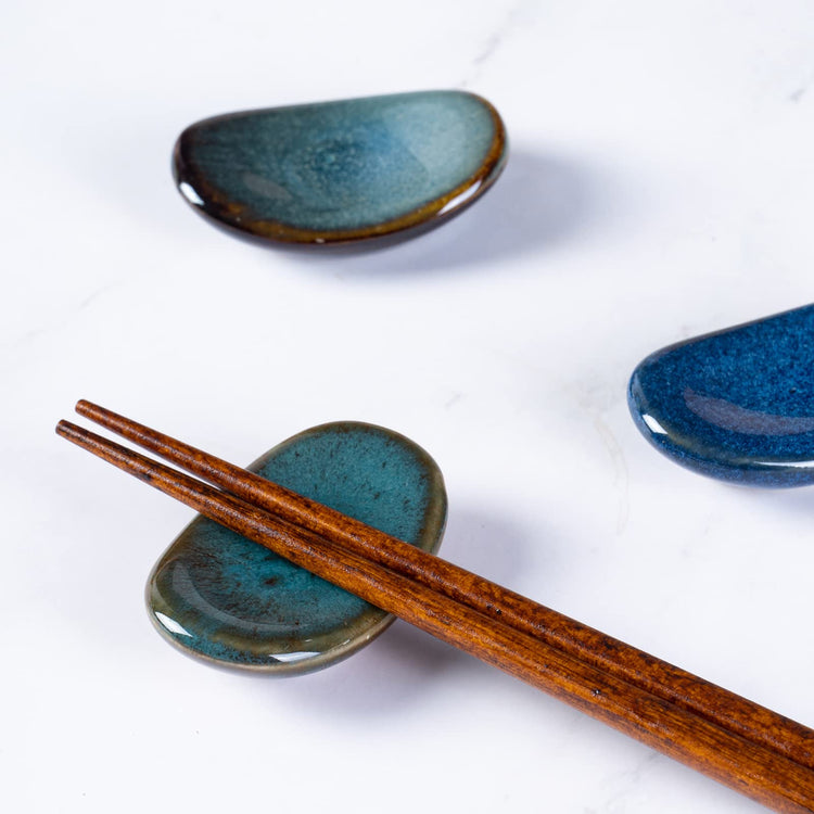 Ceramic Chopsticks Holder Chopstick Rest Spoon Fork Stand Holder Set of 6