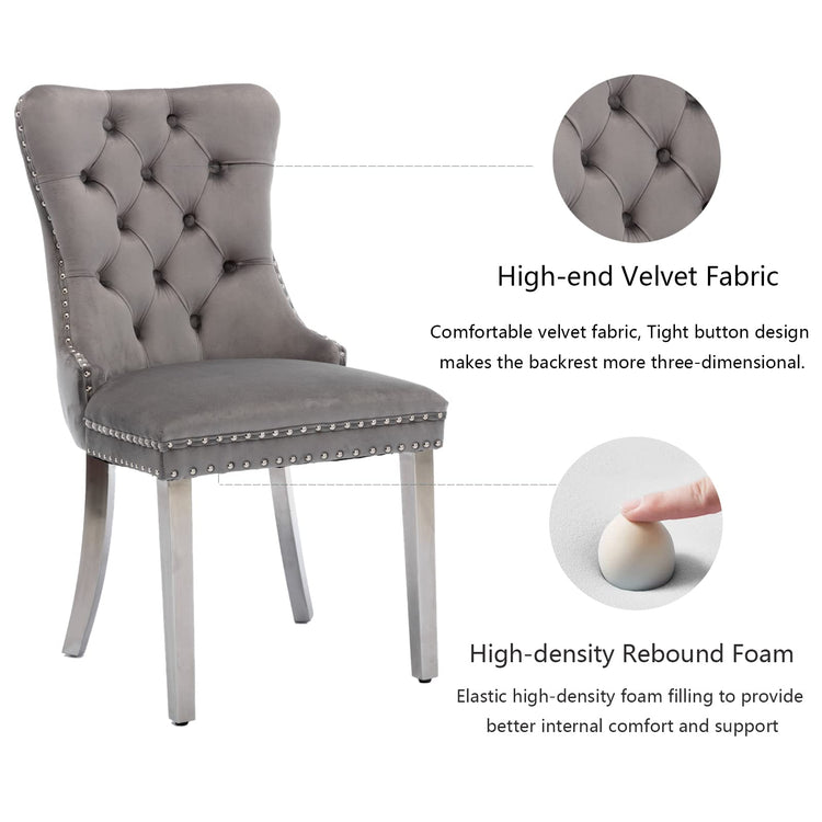 Grey Velvet Dining Chairs Set of 6 (6 Count)