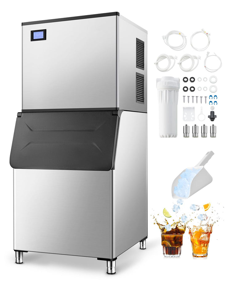 VEVOR Commercial Ice Maker Machine, 800LBS/24H Ice Making Machine with 500LBS Large Storage Bin, Auto Self-Cleaning Ice Maker Machine with Touchscreen for Bar Cafe Restaurant Business Commercial