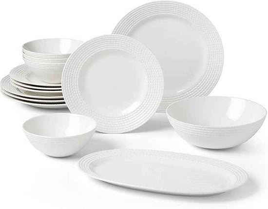 kate spade new york Wickford 14-Piece Dinnerware Set, 14 Count, White