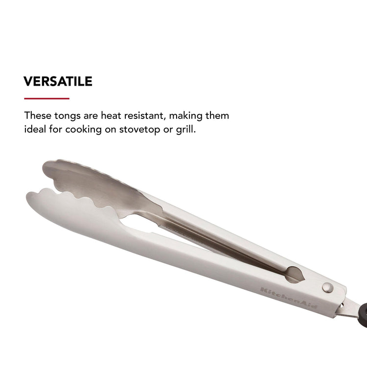 Set of 2 Stainless Steel Tongs with Scalloped Edges Easy Lock Dishwasher Safe Durable and Versatile 7 Inch and 9 Inch Silver