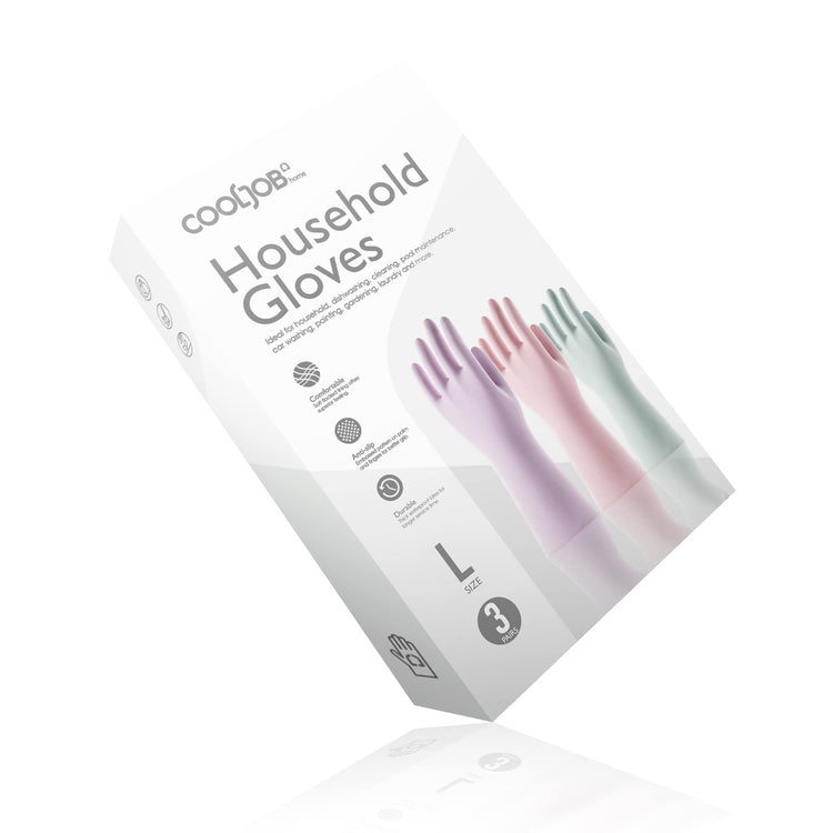 3 Pairs Colorful Household Gloves with Cotton Liner & Non (3 Count)
