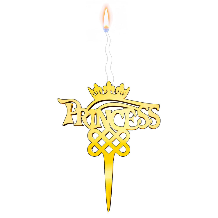 Princess Reusable Gold Romantic Cake Candle