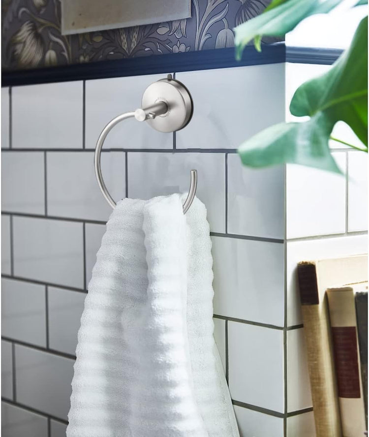 DGYB Suction Cup Hand Towel Ring Brushed Nickel Hand Towel Holder for Bathroom Wall SUS 304 Stainless Steel Kitchen Towel Hanger