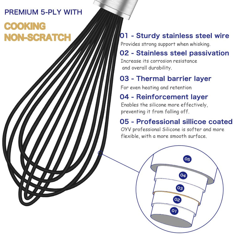Black Silicone Whisk Set of 3 (3 Count)