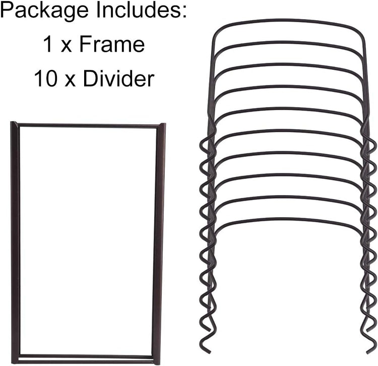 Toplife 10+ Bakeware Organizer Rack for Kitchen Bakeware, Cookware, Dinnerware, Cutting Boards, Plates, Pot and Pan Lids (Brown)