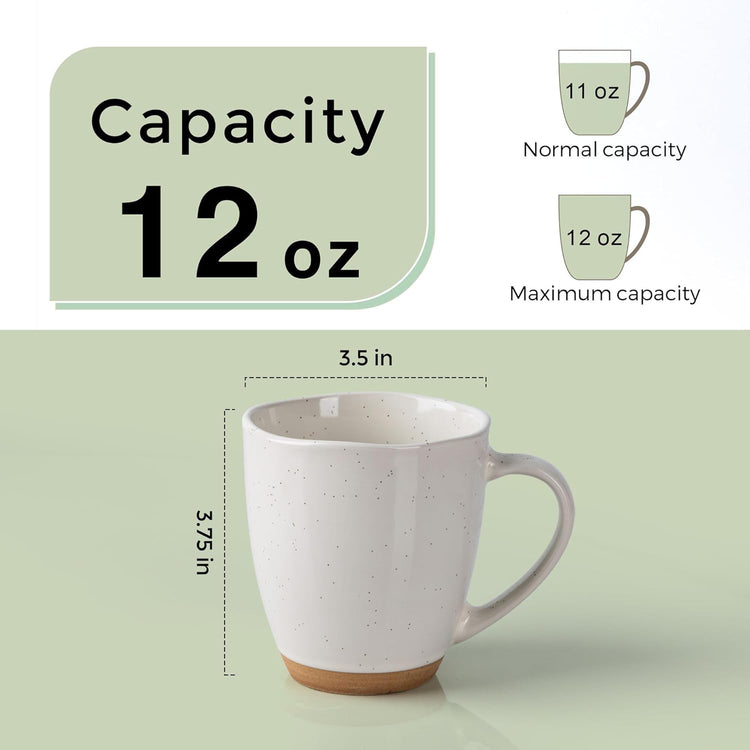 AmorArc 12oz Ceramic Coffee Mugs set of 6, Stylish Coffee Mugs with Rustic Terracotta Underside for Latte/Cappuccino/Milk/Cocoa, Dishwasher&Microwave Safe, Light Beige